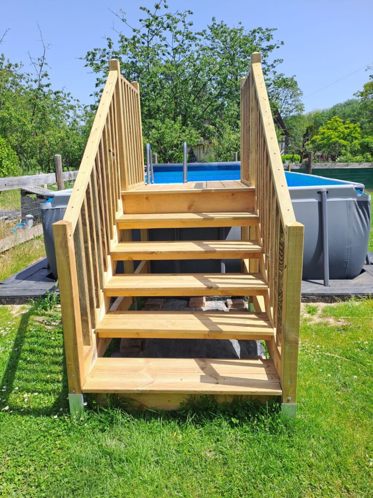 pool steps with child safety gate removed