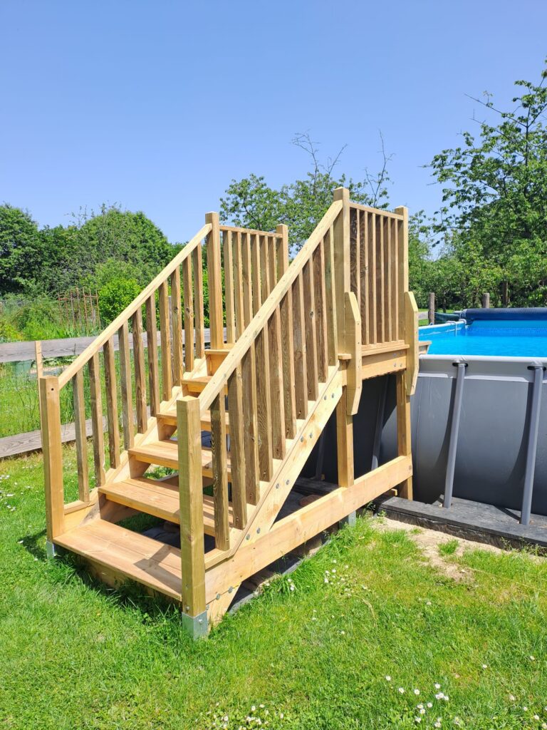 pool steps with child safety gate removed